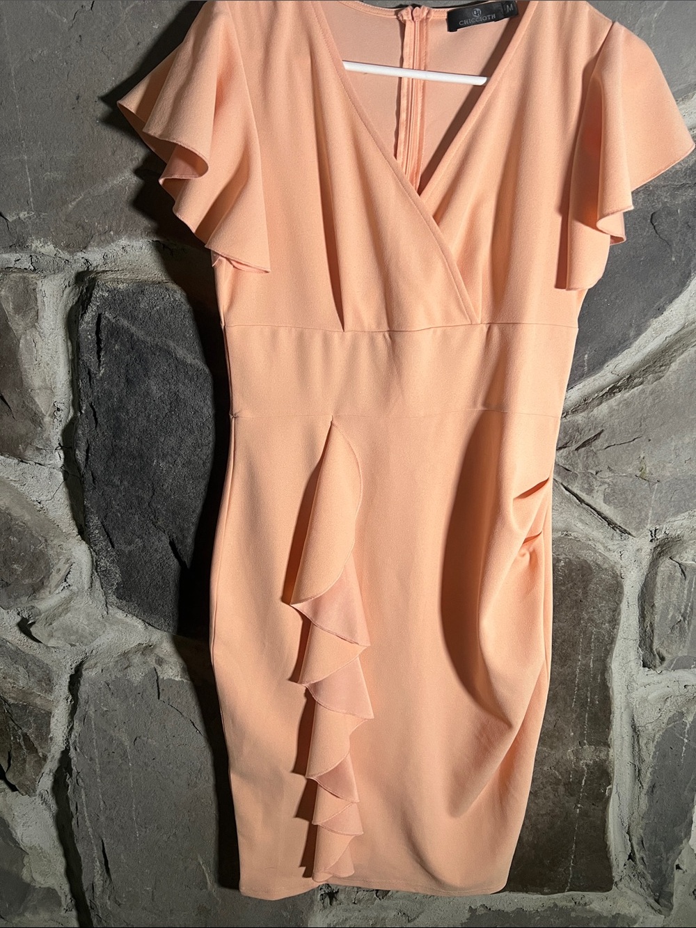 Calvin Klein Peach Ruffle-Trim Midi Dress